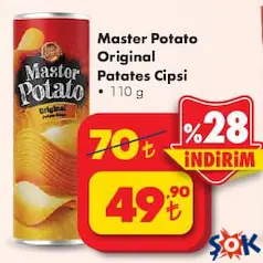 MASTER POTATO ORİGİNAL PATATES CİPSİ 110 G fiyat ve kampanya bilgisi